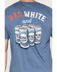 Jedco Men's Red, White and Busch Light Short Sleeve Graphic T-Shirt – 2241