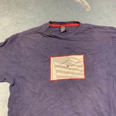 Tommy Hilfiger T Shirt Mens Large Purple Flag Graphic Crew Neck Short Sleeve