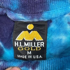 HL Miller Gold Mens Tie Dye Long Sleeve Shirt Rainbow Spiral Cotton Medium USA