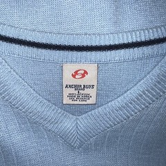 Anchor Blue Men’s Longsleeve V Neck Shirt Size Large Light Blue Acrylic