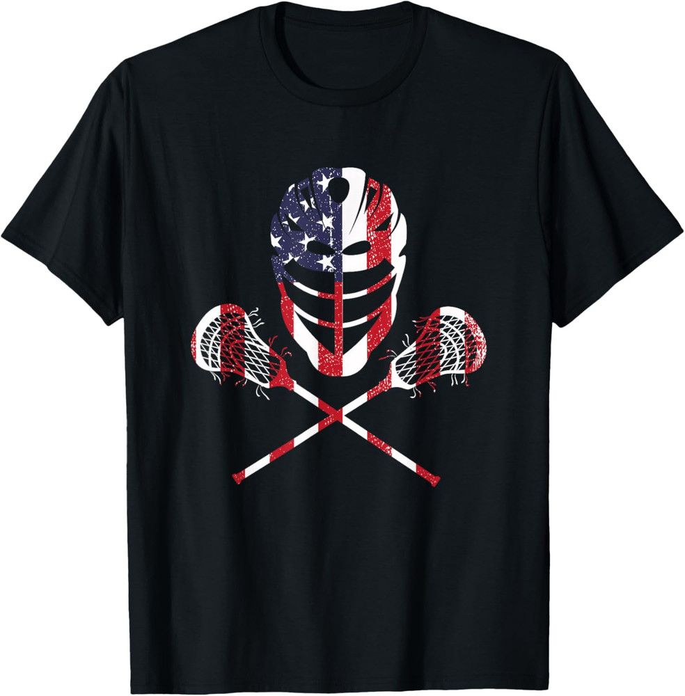 Lacrosse American Flag Lax Helmet Sticks 4th of July Unisex T-Shirt