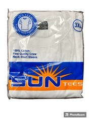 Sun Tees 100% Cotton Short Sleeve T Shirt Crew & V Neck (Black & White) S To 6XL