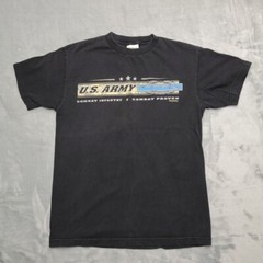VTG US Army Shirt Mens M Black Crewneck Combat Proven Infantry 7.62 Design Y2K