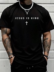 Men T-Shirt Jesus Is King Cross Christian Minimalist Religious Christ T-Shirt