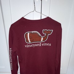 Vineyard Vines Burgundy Whale Logo Pocket Long Sleeve Crew Neck Tee XL