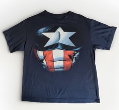 Marvel Captain America Ripped Shield Graphic T Shirt Mens Med Dark Blue Tee 2012