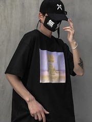 Niepce Men’s Japanese Streetwear Bomb Faded Graphic Half Sleeve T-shirt