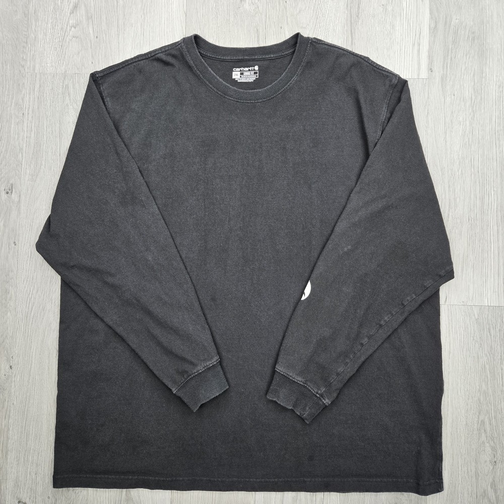 Carhartt Shirt XXL Loose Fit Black K231 Long Sleeve Tee Graphic Print