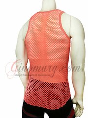 MEN SEXY MUSCLE TANK TOP MESH NET T-SHIRT (CORAL) MADE IN USA