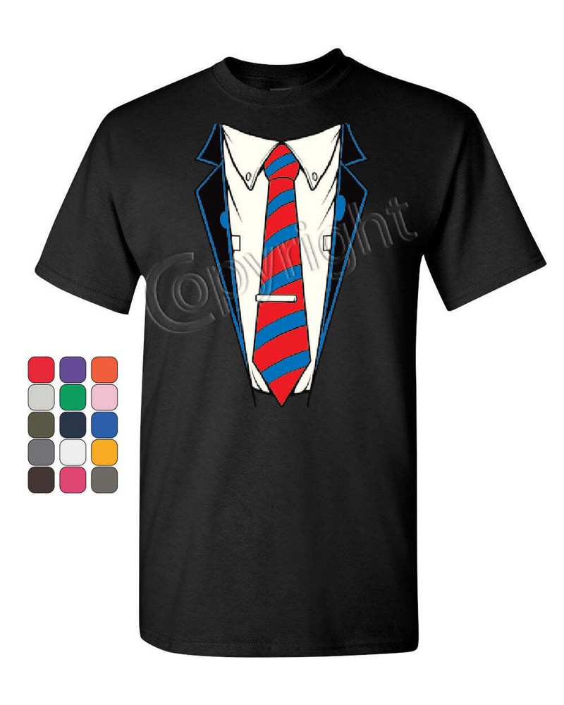 Shirt and Tie T-Shirt Office Suit Casual Funny Cotton Tee
