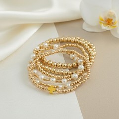 Gold Beaded Bracelet Set with Pearls, Bride to Be Jewelry, Bachelorette Party…