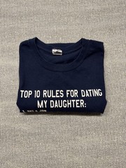 Top 10 Rules For Dating My Daughter T-Shirt Mens Large Blue Graphic Tee Gildan H