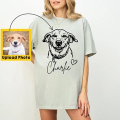 Custom Dog Portrait Photo Comfort Tee Personalized Pet Memorial Shirt Gift