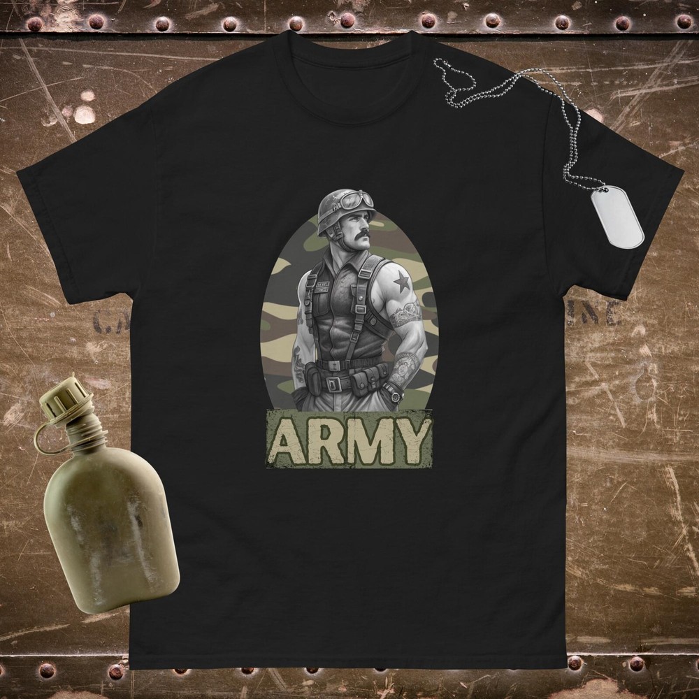 Tom of Finland Style Military Mens Shirt Army Soldier T-shirt Gift