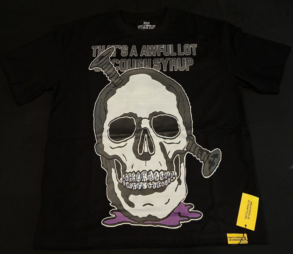 That’s A Awful Lot Of Cough Syrup by Desto Dubb Black Graphic T-Shirt Men Size L