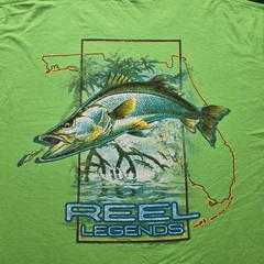 Reel Legends Tshirt Mens XL Green Long Sleeve Florida Fishing Snook Graphic Tee