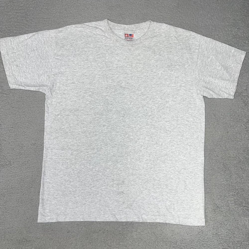 VTG Bayside T Shirt Men’s XL Gray Blank Crew Neck Single Stitch Made in USA Tee