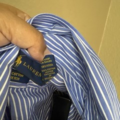 Polo Ralph Lauren Blue & White Striped Button-Down Shirt Men’s Large 100% Cotton