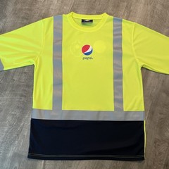 Pepsi Shirt Mens Large High Vis Employee Uniform Reflective Safety Long Sleeve