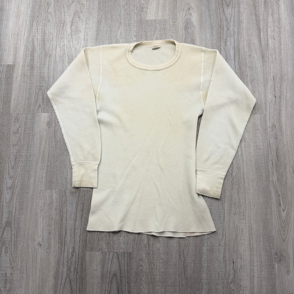 Vintage JE Morgan Thermal Shirt Men’s XL White 80s Waffle Knit Base Layer