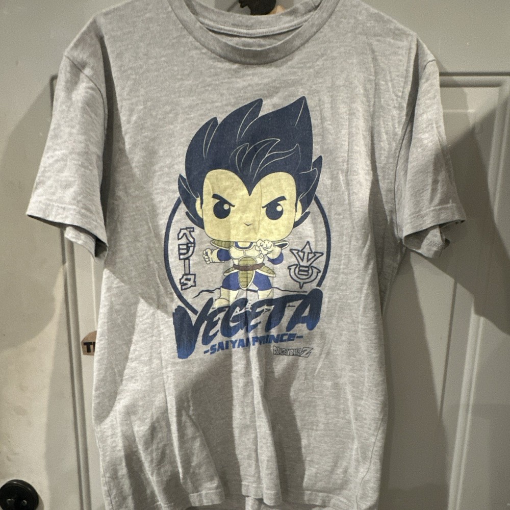 Funko Pop! Dragon Ball Z Vegeta Men’s M Gray Graphic Crew Neck T-Shirt