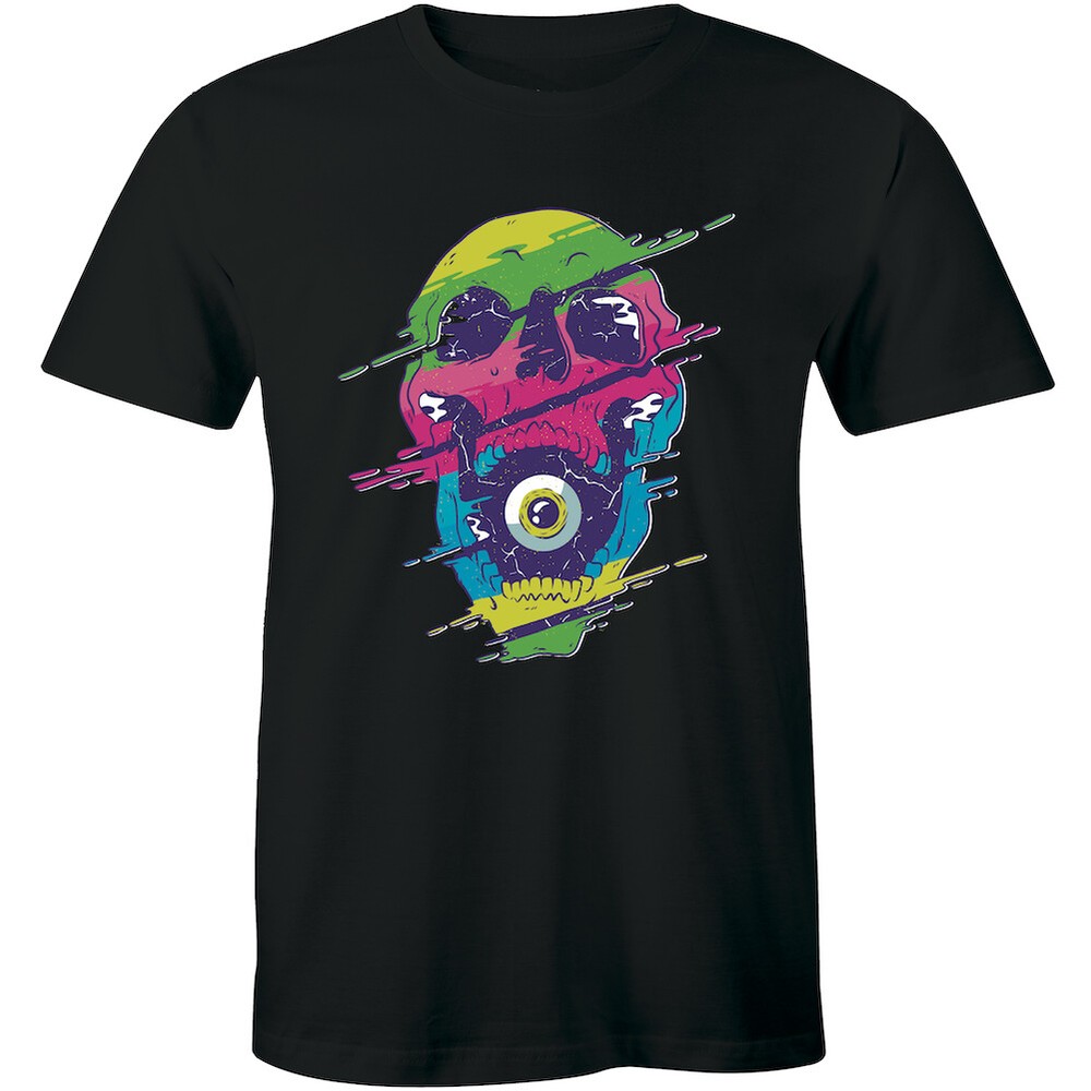 Colourful Eye Skull Head Men’s Premium Tee Crew Neck T-shirt Gift – Horror
