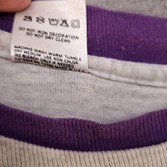 Vintage Fruit Of The Loom Shirt Mens XL Gray Purple Cuff 90s Skater Ringer USA