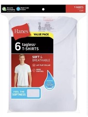 6 Men’s Hanes Tagless Cotton Crew Neck Tee-Shirts XXL 50-52 New