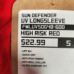Fintech Shirt Mens Red Rash Guard Fishing UV Sun Defender Quick Dry UPF 50+ NWT