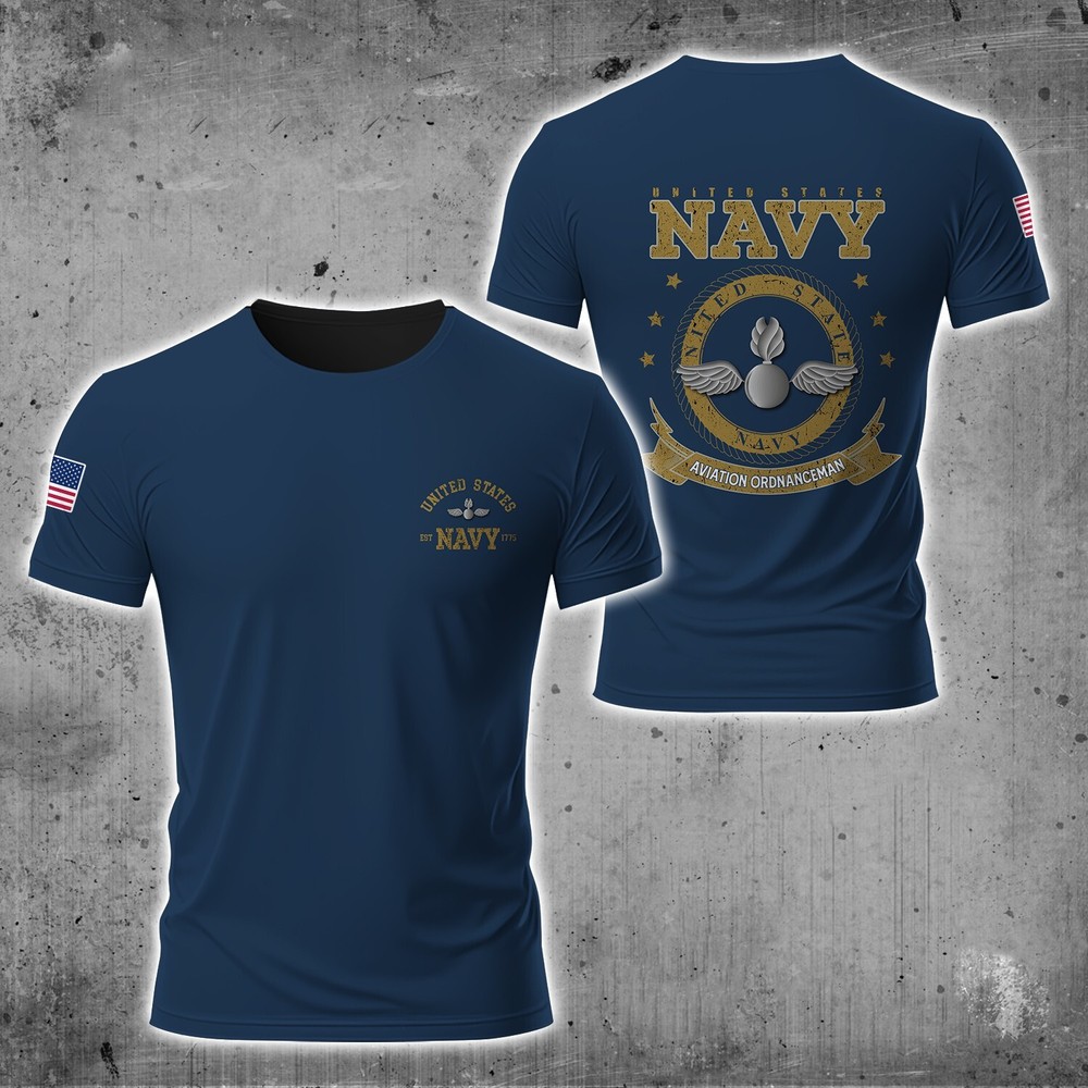 Aviation ordnanceman – Custom Navy Name Military Navy AOP Shirt 3D T-Shirt S-5XL
