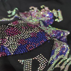 New Men Fashion V-Neck Diamond Rhinestones Bear Luxury Black T-Shirt