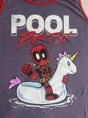 Marvel Deadpool Pool Party Graphic Print Purple/Red Tank Top Men’s Size 2X