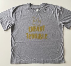 LAT Apparel Men’s Heather Gray Size L “Enfant Terrible” Cropped Crewneck T-Shirt