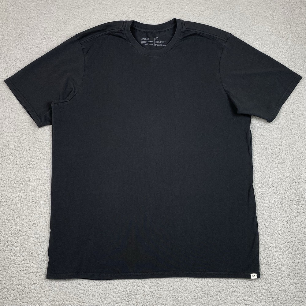 Pact Organic T Shirt Men’s Size L Black Short Sleeve Crewneck Cotton Large EUC