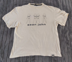 VTG Sean John Men’s 100% Cotton Ivory T-Shirt Dancing Bikini Girls Size XL ST45