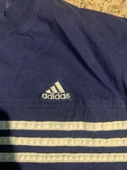 Vintage Adidas Navy Blue Short Sleeve T-Shirt with White Three Stripe Detail
