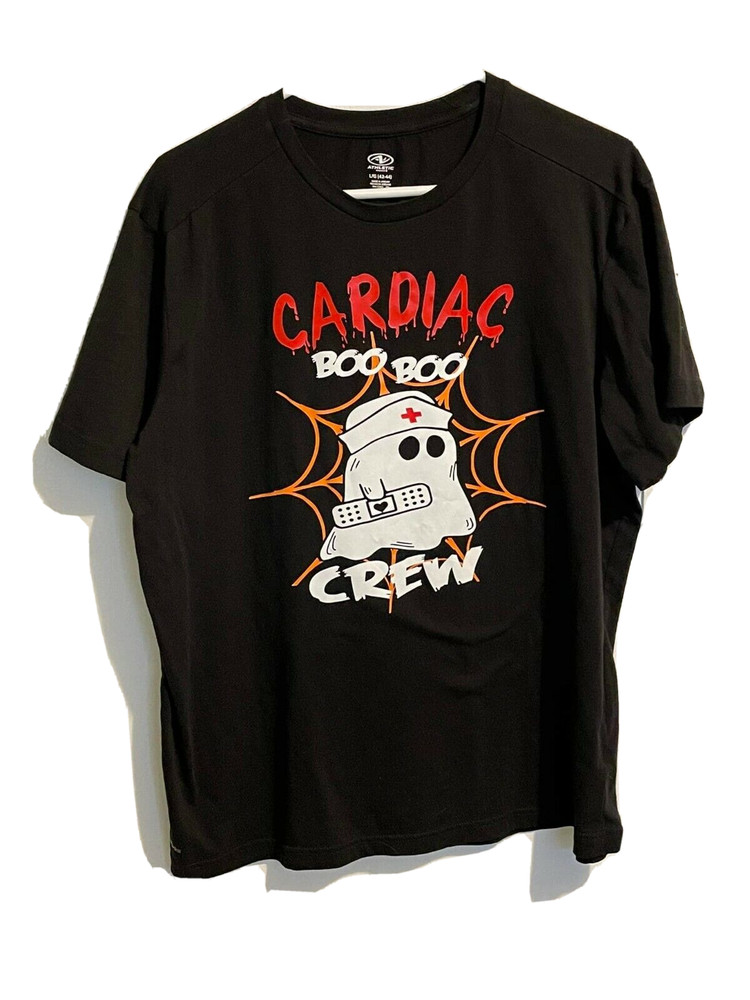 Athletic Works Black T Shirt Men’s Cardiac Boo Boo Crew Shirt Size Large