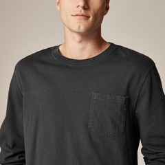 NEW J. CREW Men’s Black Slim Long-Sleeve Vintage-Wash Cotton Pocket T-Shirt Sz L
