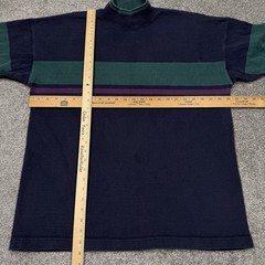 Vintage LL Bean Shirt Men Large Blue Outdoor Hike 80s 90s Striped Mock Neck USA