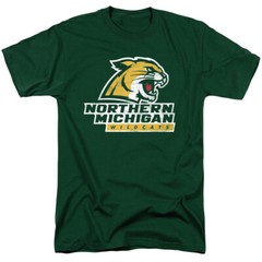 Northern Michigan University Adult T-Shirt Wildcats Logo, Hunter Green, S-3XL