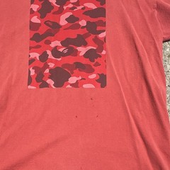 A Bathing Ape BAPE Men’s Red Camo Logo Short Sleeve Crew Neck T-Shirt XL