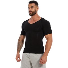 Men’s Compression Shirts V-Neck Workout Abs Abdomen Tummy Control Body Shaper