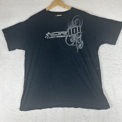 Vintage Y2K Casey Roberts 101 Two Sided Graphic Racing Tee Size L Black