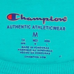 Champion Shirt Mens Medium Blue All Over Print Logo Graphic Tee T-Shirt Cotton