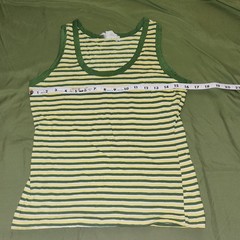 VINTAGE Chrysanthemum Brand Tank Top Shirt Size M Cotton Green Yellow Stripe