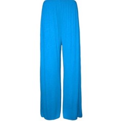 Ladies Palazzo Wide Leg Flared Elasticated Stretch Plain Trousers Womens Wide