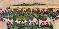 Tommy Vann Short Sleeve T-Shirt Pink Elephants/Green Floral Indian Art To Wear L