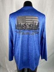 Ariat AriatTEK Charger Shirt Men’s XL Blue Long Sleeve Land Of The Free Graphic