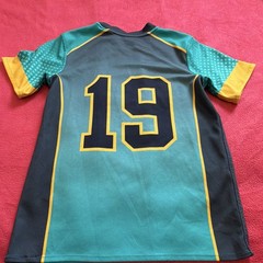 Augusta Sportswear kids Green/Black/Yellow Colorblock Mesh Tee #19 S