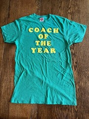 Homage Coach Of The Year Tee Shirt Green Yellow Medium Retro Style Made USA